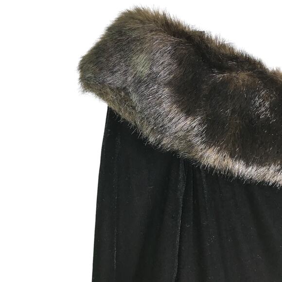 Cachet Dress Women 8 Vintage 80s Maxi Black Faux Fur Stretch Velvet Long Sleeve - Picture 6 of 10